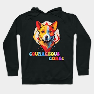 Colorful Courageous Corgi Puppy Design Hoodie